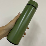 Garrafa Térmica Aço Inox Personalizada Led Digital 500ml Cor Verde Militar