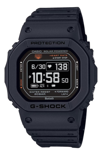 Reloj Casio Dw-h5600-1d Oxigeno Entrenamiento Solar Sport Malla Negro Bisel Negro Fondo Negro