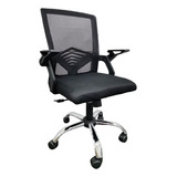 Silla Para Oficina Escritorio Ejecutiva Con Respaldo Negra Color Negro Material Del Tapizado Tela