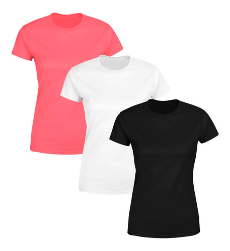 Kit 3 Blusas Feminina Tshirt Camiseta Baby Look Lisa Premium