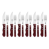 Jogo De Talheres Com 12 Peças Churrasco Aço Inox Jumbo Polywood Vermelho Tramontina