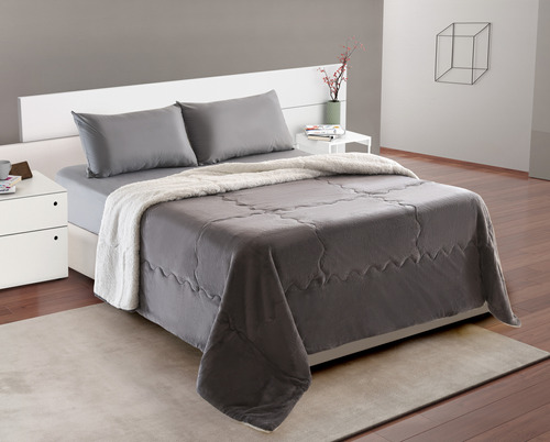 Acolchado Edredon Flannel Corderito 2 1/2 Queen Size Oferta