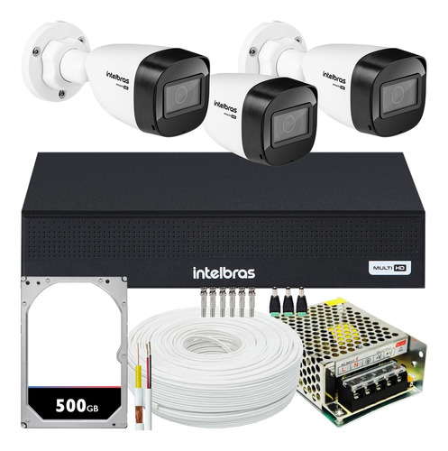 Kit Intelbras 3 Câmeras Vhd 1130 Hd 1mp 30m Dvr De 4 Canais