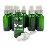 20 Goteros 30ml Frasco Vidrio Verde, Blanco/plateado