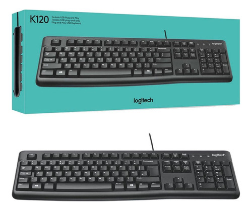 Teclado Com Fio Usb Logitech K120 Com Layout Abnt2 Cor De Te