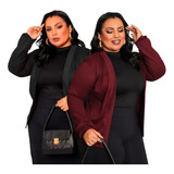 Kit 2 Casaco Feminino Plus Size Cardigã Grande Cardigan Gg