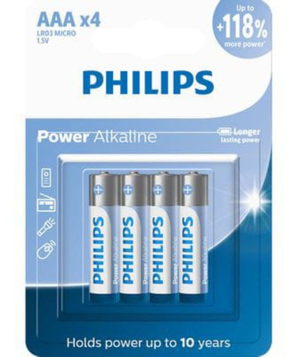 Pilha Alcalina Philips Aaa Palito Com 8 Pilhas 1.5v