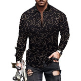 Camisa De Hombre De Moda Con Estampado 3d, Camisa Casual De