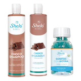 Shampoo + Enjuague De Chocolate + Gomitas Con Biotina Shelo