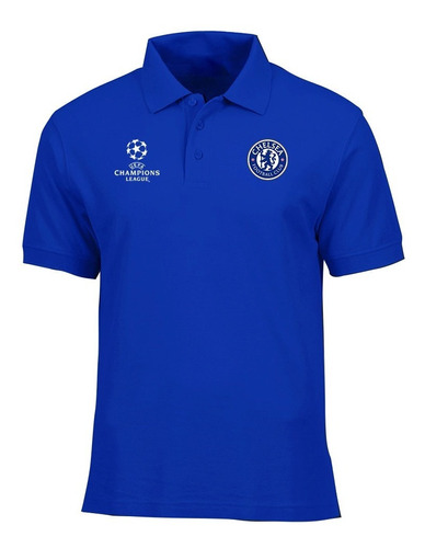 Camiseta Tipo Polo Chelsea, Champions Logos Bordados