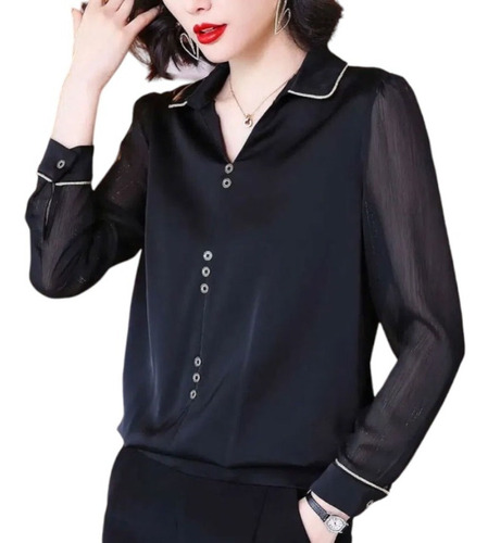 Blusa/ Camisa Feminina Elegance Striped Sexy Luxxo Femme 