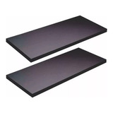 Kit 2 Prateleiras Lisas 90x30 Cm Mdf 15mm Preto 90302p