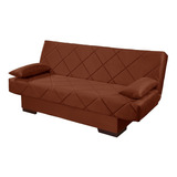 Sofá Cama Casal Isa Suede Terracota Reclinável Confortável