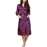 Asskyus Womens Satin Sleep Sleep Bobe Vestido Kimono Bata, A