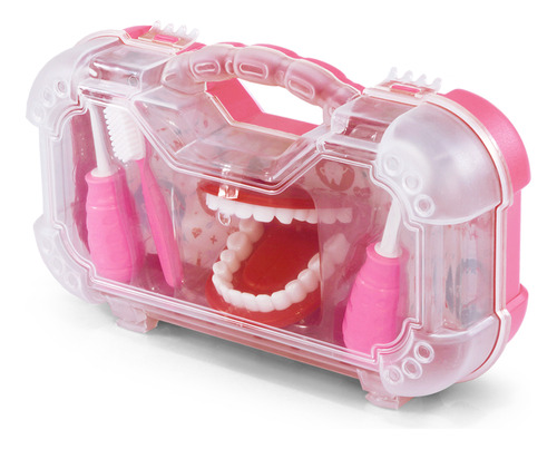 Maleta Kit Dentista Infantil Rosa Com 5 Acessórios Pakitoys