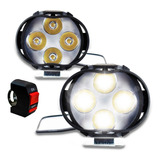 Par Faro 4 Led Ovalo Luz Fija Y Estrobo Con Switch Moto