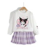 Conjunto De Blusas Y Falda Kuromi For Niñas Pequeñas, Ropa