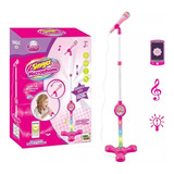 Microfone Infantil Brinquedo Karaoke Com Pedestal Som E Luz