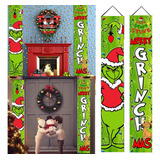 Letrero Navideño De Grinch Para Decoración De Puerta