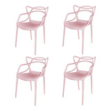 Conjunto 4 Cadeiras Allegra Rosa Em Polipropileno