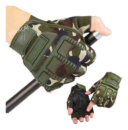 Guantes Tácticos Protección Almohadillas Militar Medio Dedo