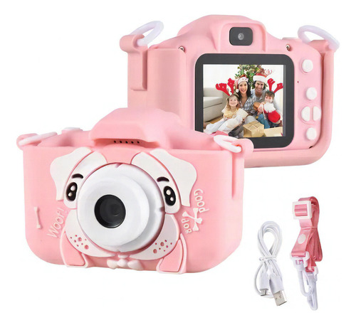 Máquina Fotográfica Infantil Digital Vídeos Hd Fotos Jogos Cor Rosa