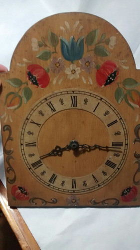 Base Madera Reloj De Pared Retro-pintada Con Flores-no Anda-