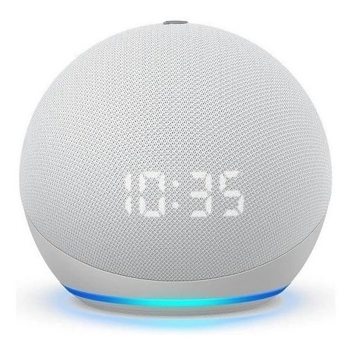 Amazon Echo Dot 4th Gen With Clock Alexa Glacier White 