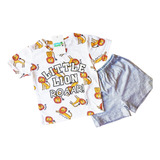 Conjunto Remera Short Bebe Algodon Estampado Leon Tigre Lion