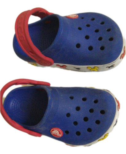 Sandalia Luces  Mickey Crocs 7 Azul  23   Poco Uso