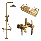 Ducha Monocomando Bronce Vintage Baño + Canasto 