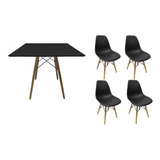 Mesa Quadrada Jantar 90cm Eiffel Charles Eames + 4 Cadeiras