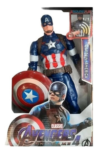 Muñeco Capitan America Articulado Luz Sonido Alter 30cm