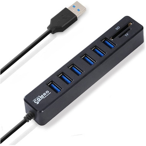 Hub 6 Puertos Multi Usb 3.0 Adaptador Con Lector Tarjeta Sd