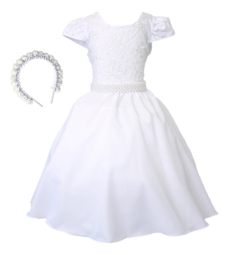 Vestido Infantil Juvenil Formatura Branco Primeira Comunhão