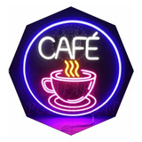 Cartel Cafe Pocillo En Neón Led - Para Exterior - Luminoso