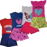 Kit 8 Peças Roupa Infantil Menina Atacado 4 Conjuntos Verão