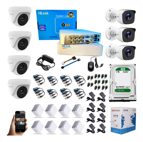 Kit Camaras De Seguridad 8 Ch 1080p + 7 Cam + D. 1 Tb + Rack