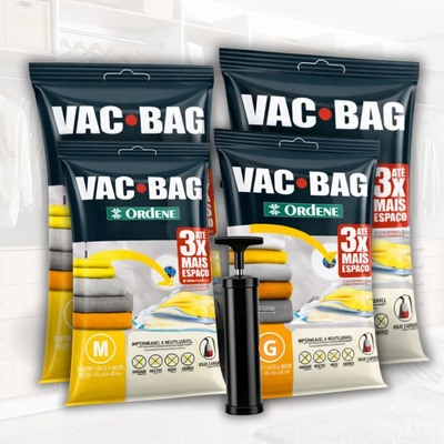 Kit 4 Sacos Vácuo Vacbag Ordene 2médios 2grande + Bomba | MercadoLivre