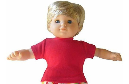 Red T-shirt For American Girl Bitty Baby Doll Clothes