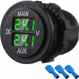Led Digital Double Voltmeter, Round Panel Voltage Monitor Fo