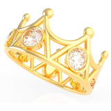Anillo Mujer Guess Queen Of Heart Dorado Cristales Ubr79007 