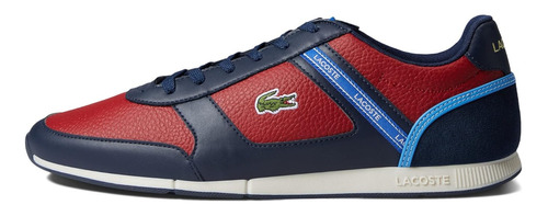 Tenis Lacoste Menerva Piel  Azul Rojo Hombre B