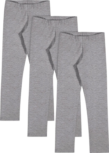 Kit 3 Legging Infantil Cinza Mescla Claro Elian