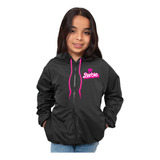 Blusa Corta Vento Barbie Infantil Impermeável Menina