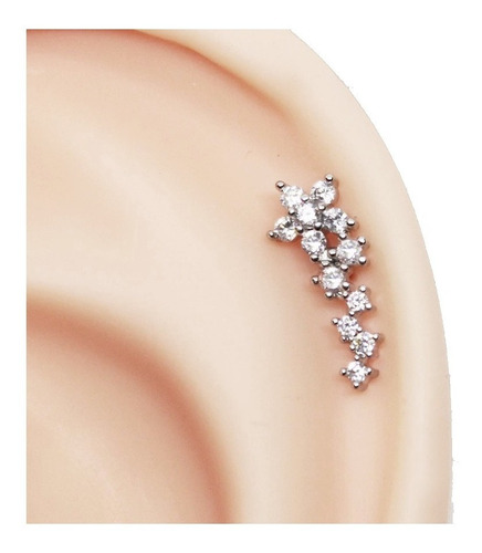 Piercing Helix  Cluster Flores Em Cascata Fl A Ouro Branco