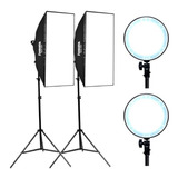 Kit 2 Softbox Led Lâmpada Bivolt Bicolor 50x70 + Tripé + Nf