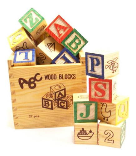 Cubos Didáctico Juego Madera Montessori Letras-números 27 Pc