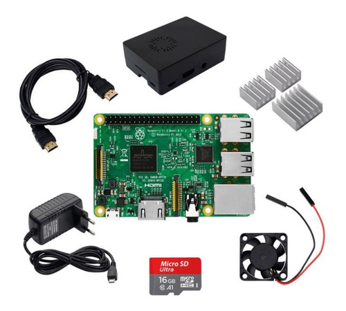 Kit Raspberry Pi3 Model B+ Plus, Case, Dissipador Sd 16gb