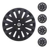 X4 Tazas Volkswagen Gol Trend C/ Logo De Color Negra Mate